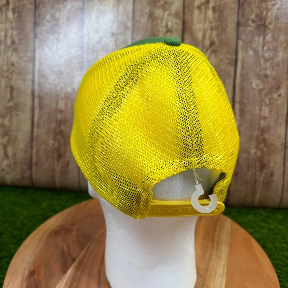 John Deere Trucker Hat Mens One Size Green Yellow Mesh Snapback Logo